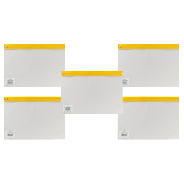 Snopake A4 Plus Zippa-Bag ‘S’ Classic with Write-On Label [Pack of 5] 370 x 260 mm – Transparent/Yellow Zip Strip [Ref: 12806]