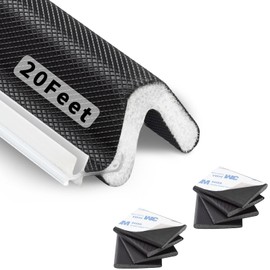 Solike 20ft V-Shaped Kerf Weather Stripping with 8 PCS Corner Seals - Black Door Insulation