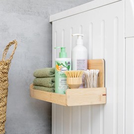 Ezemtos Bamboo Magnetic Shelf for Fridge, 6" Deep Magnetic Spice Rack for Refrigerator, Kitchen Organization Spice Rack Organizer, Heavy Duty 20LB Large Capacity