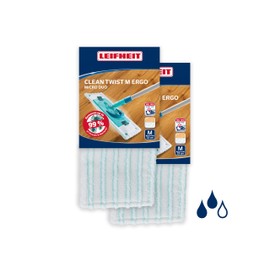 Leifheit 2er Set Wischbezug Clean Twist M Ergo micro duo, für alle glatten Böden, Bodenwischer Ersatzbezug mit 2-Faser-System für ideale Schmutzaufnahme, Mikrofaser Bezug für Fliesen und Laminat