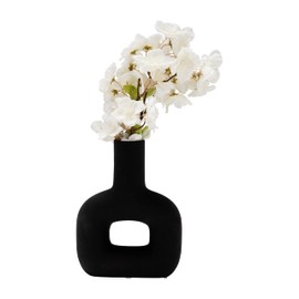 Sagebrook Home Modern Stoneware Vase - Matte Dolomite Decorative Accent for Home, Office & Living Room - Contemporary Minimalist Design - 8" Black