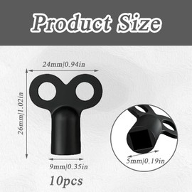 Pack of 10 Heating Bleed Keys, Radiator Bleeding Key, Black Bleed Key for Bleeding, Bleed Key for Radiators, for All Heaters, 5 mm