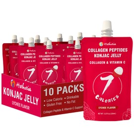Hethstia Konjac Jelly Squeeze Pouch Lychee Flavor, 10 Packs, 7 Calories, Sugar Free, Gluten Free, Keto, Low Carb, Collagen Peptides, Vitamin C Drinkable Healthy Fruit Snacks, Holiday Gifts