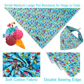 UP URARA PUP Summer Dog Bandana, Hawaii Bandana for Medium Large Dog, Cute Blue Puppy Bandana, Cotton Adorable Pet Triangle Bid Scarf Kerchief for Girl Boy Dogs