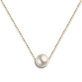 Stainless Steel Chain Faux Pearl Classical Simple Collar Necklace for Women, Metal, Cubic Zirconia