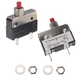 RKURCK 125/250V AC 50V DC Push Button Thermal Circuit Breaker 5 Amps, Overload Protection Quick Connect Terminals Manual Reset Switch for Motor Blender Upright Vacuum Cleaner Coffee Grinder 5A