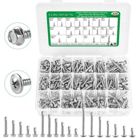 420Pcs Self Drilling Screws Assortment Kit, 410 Stainless Steel Self Tapping Sheet Metal TEK Screws for Metal, Truss & Hex Washer Head #8#10-1/2",5/8",3/4",1",1-1/4",1-1/2"