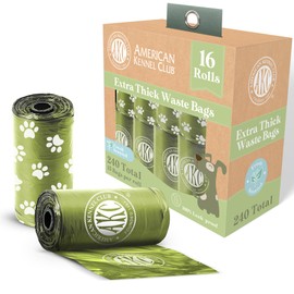 AKC Extra Thick Dog Poop Bags - Leak-Proof and Scented Waste Bags - 240 Count (16 Refill Rolls) - Durable, Heavy-Duty, Fits Standard Dispensers