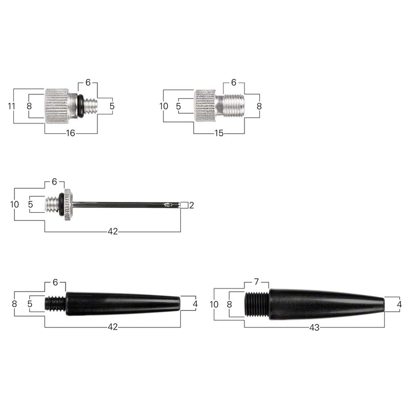 Sport-Tec Universal valve set, 5 pieces, 1 x needle valve,