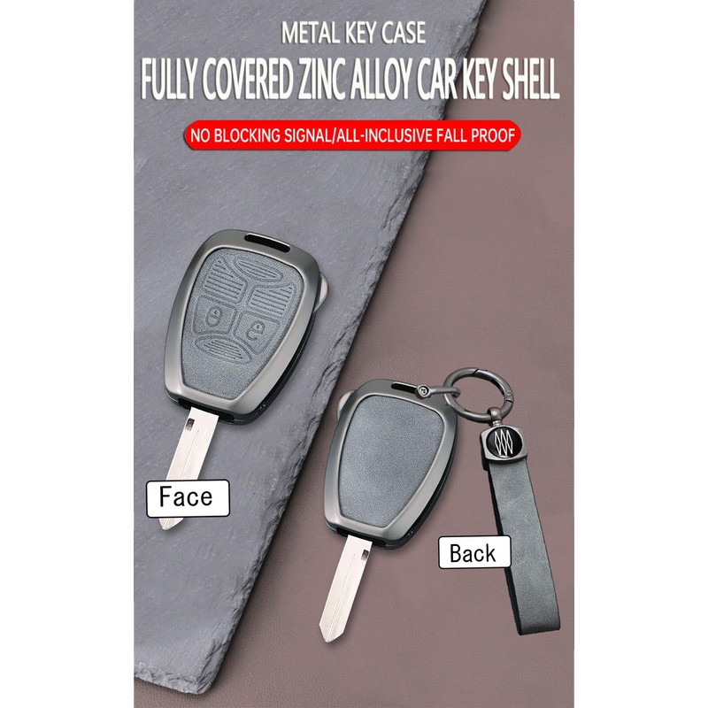 TECART Zinc Alloy Key Fob Cover Case fit for Jeep,