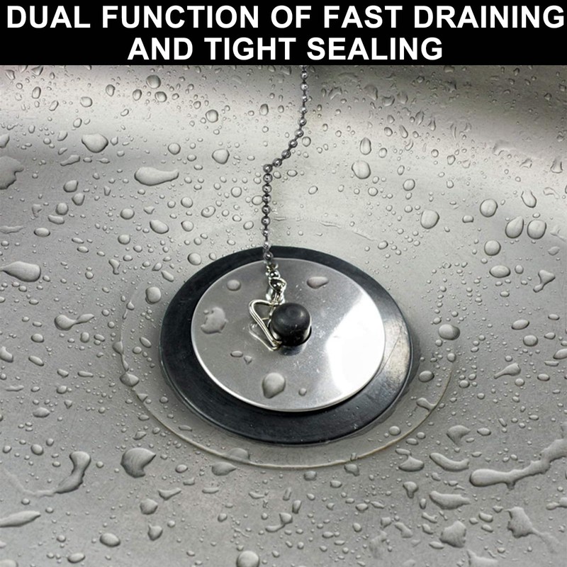 Universal bath plug with Stainless Steel Chain, bath plug replacement,