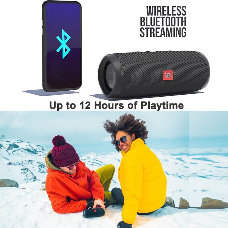 JBL Flip 5 Waterproof Portable Bluetooth Speaker (Black), Bundled with