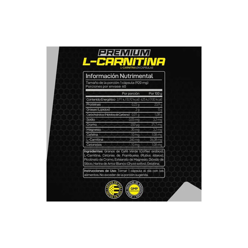 Forzagen Premium L-carnitina 60 Caps Complejo Termogénico Sin sabor