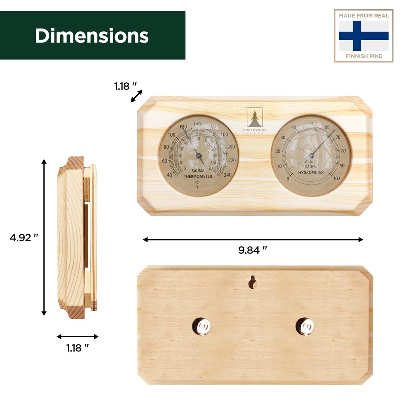 Northwood Sauna - Sauna Thermometer and Hygrometer 2 in 1