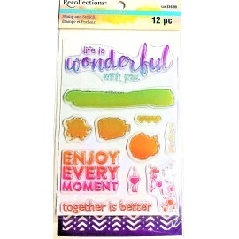 Recollections Life is Wonderful with Paint Splats Clear Acrylic Love Stamp & Stencil Set NEW!