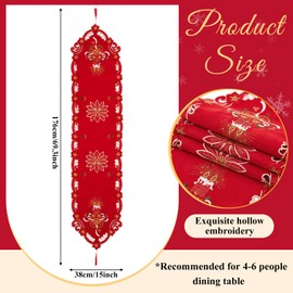 Namalu Christmas Embroidered Table Runner 15 x 70 Inch Xmas Flower Red Table Cover Christmas Table Linens for Christmas Holiday Home Dining Decoration Wedding Party Gift Supplies