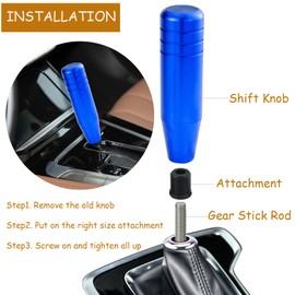 Temzzer Gear Shift Knob 5 Inch Shifter Lever Head Aluminium for Most Manual Automatic Vehicles (Blue)