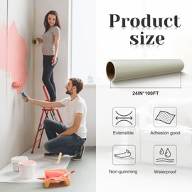 Carpet Protection Film Plastic Carpet Protector Self Adhesive Clear Carpet Cover Carpet Sticky Covering Protection Surface Protective Film for Stairs Rug Carpet Floor Runner (24 Inch x 100 ft)