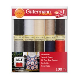 Gutermann Thread Basic Colours all purpose sewing thread, 100m