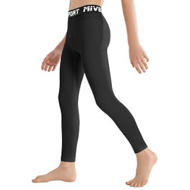 MIVEI Youth Boys Leggings Compression Pants - Quick Dry Kids Girls Basketball Tights Football Soccer Sports Base Layer