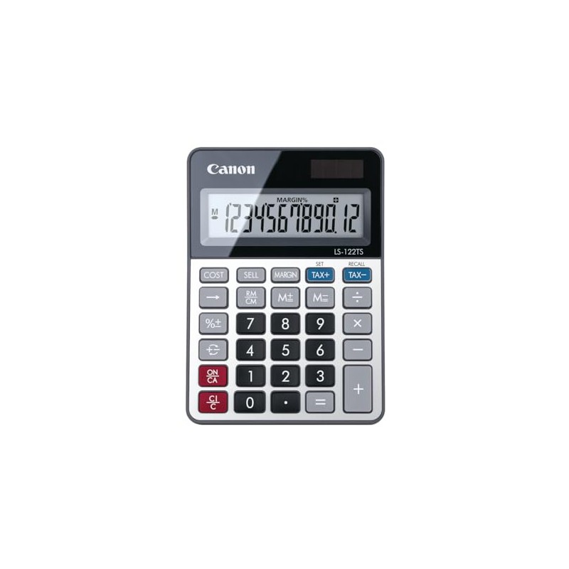 Canon LS122TS Display Desktop Calculator, 12 Digit Display, Grey, LS-122