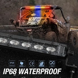 ACEC SHOP 30 Inch LED Chase Light Bar with Strobe Brake Reverse Turn Signal Light UTV Rear Chase Light for Can-Am Polaris RZR Ranger SxS Pickup 4x4 - Red Amber Blue
