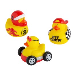 Racing Rubber Ducks - Race Car Rubber Ducks - Party Favors, Prize Boxes, Treasure Boxes, Goody Bags, Stocking Stuffers - 3 Piece