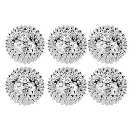 Pack of 6 Massage Balls, Silver Spiked Massage Ball, Hard, Magnetic Acupressure Balls for Stress Relief or Massage, 32 mm