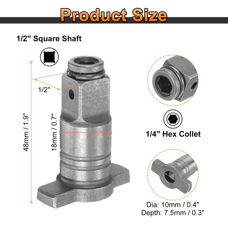 HARFINGTON 2pcs Electric Wrench Conversion Head 1/2" Square Drive Shaft