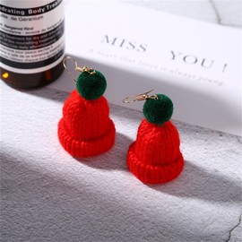Christmas Earrings Pom Pom Earrings Winter Earrings Colorful Hat Earrings Winter Jewelry for Women