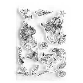 Arrietty Mermaid Seashell Fish Ocean Sea Weed Clear Stamps for Cards Making Decoration Clear Stamps or Scrapbooking Paper Craft Tools