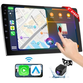 Wireless Double Din Car Stereo with Apple CarPlay/Android Auto,Carplay Screen for Car,Voice Control with Backup Camera,Bluetooth,Navigation, Mirror Link (9 Inch)