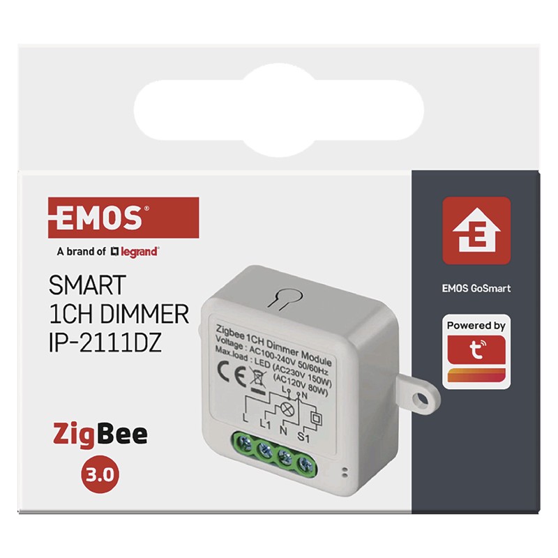 EMOS GoSmart Dimmer Module/Zigbee Smart Switch with App, Dimmable Flush-Mounted