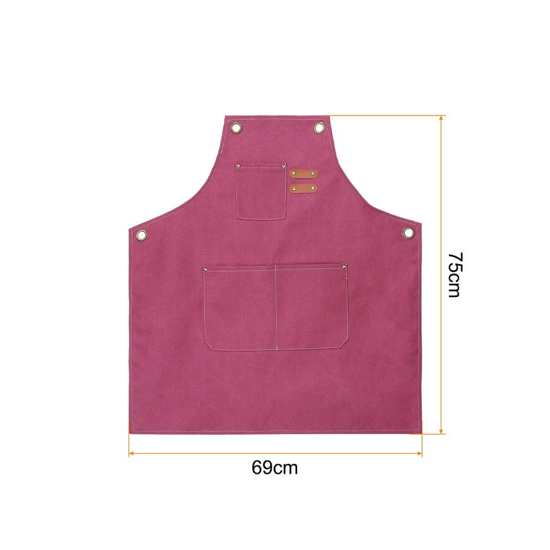 sourcing map Canvas Chef Aprons 75x69cm Adjustable Strap Cross Back