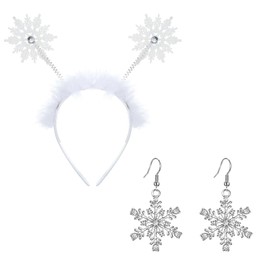 1 Piece Snowflake Headband and 1 Pair Snowflake Earrings, Cute Headband, Party Costume Accessories, Winter Theme Jewellery