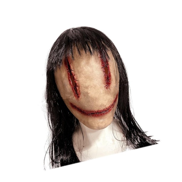 Toyvian Horror Mask with Long Hair Realistic Ghost Cosplay Mask
