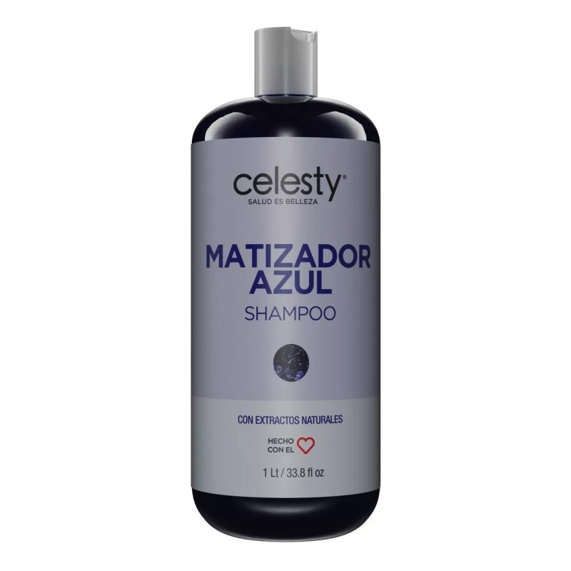 Celesty Shampoo Matizador Azul Blue Cabello Castaño Claro 1l