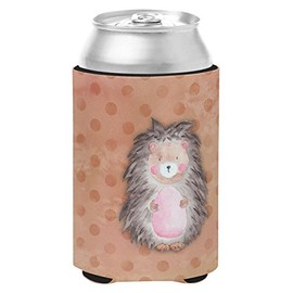 Caroline's Treasures BB7378CC Polkadot Hedgehog Watercolor Can or Bottle Hugger Cooler Washable Drink Sleeve Collapsible Beverage Insulated Holder, Can Hugger, Multicolor