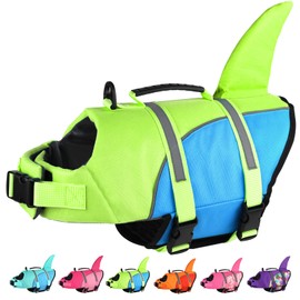 Doglay Dog Life Jacket, Ripstop Cute Shark Dog Life Jacket with Superior Buoyancy and Rescue Handle, Adjustable Dog Life Vests for Swimming Boating, Pet Flotation Vest for Small Medium Large Dogs