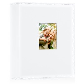 Ywlake 400 Photos Photo Album, Large Leather Slip-in Album for Portrait Photos, 10 x 15 cm, 100 Pages, White