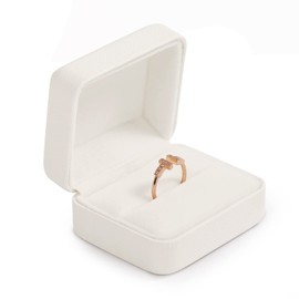 Papten White Round Corner Ring Box PU Leather Engagement Proposal Ring Box Jewelry Ring Gift Box