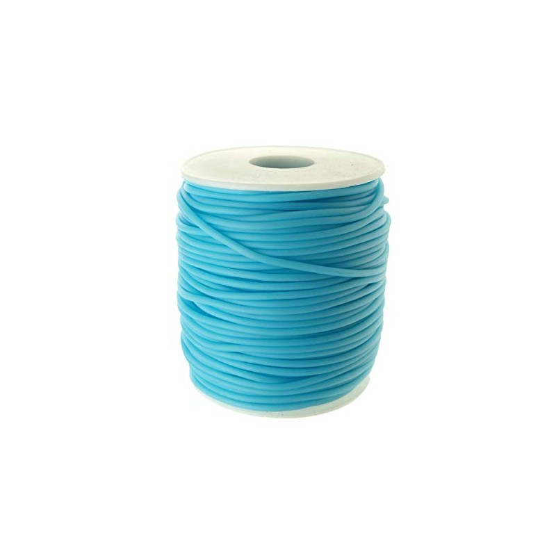 Cyan Rubber Hollow Tube Cord 5M Continuous Length 2mm Thick