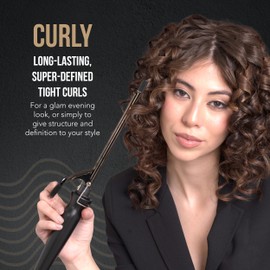GA.MA Salon Curl Silk Chrome Titanium Curling Iron for Tight Curls, 0.35 Inch Barrel, Quick Adjustable Heat, Anti-Frizz, Dual Voltage, Auto Shut-Off