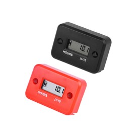 HonorMeet Digital Small Engine Hour Counter, Total Operating Hour Counter for Generator, Spark Plug, Inductive Activated for Gas Engine, Lawnmower, Chainsaw, Compressor, Motorcycle (Black + Red) Pack