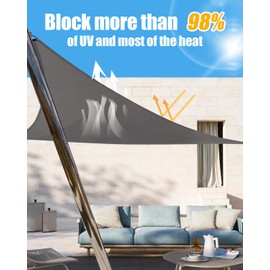 Triangle Sun Shade Sail Waterproof, 3x3x4.3m Garden Sail, PES Awning Canopy 98% UV Block With Rope, Outdoor Patio Party Awning with Install Accessories, Weather Resistant Durable Garden Shade Sail