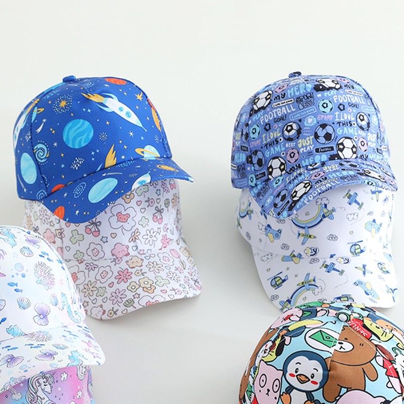 Julerwoo Kids Blue Baseball Cap Space Rocket Prints Sun Hats