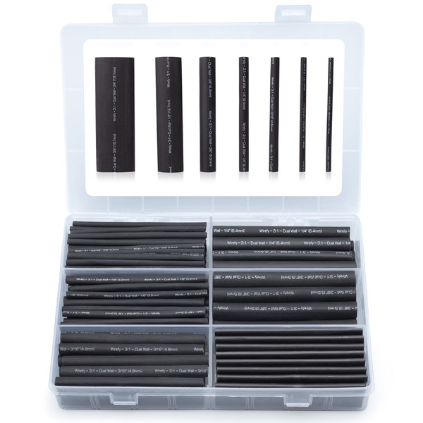 Wirefy Heat Shrink Tubing Kit - 3:1 Ratio Adhesive Lined,
