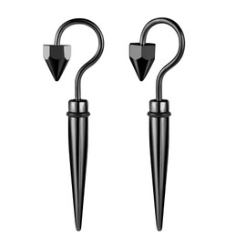 Yumilok Hook Umbrella Earrings Men's Stainless Steel Silver Earrings Stud Cone Women's Stud Earrings Punk Earrings Piercing Cartilage, Stainless Steel