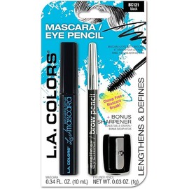 L.A. COLORS Mascara, Eyeliner Pencil & Sharpener, Black, CBC121