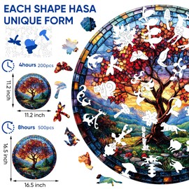 Qiuenisray Puzzles for Adults, Tree of Life Redwood Tree Wooden Jigsaw Puzzles 500pcs,16.5x16.5in, Royal, Unique Shape Adult Puzzles,Irregular Wood Creative for Adults and Kids Family Game